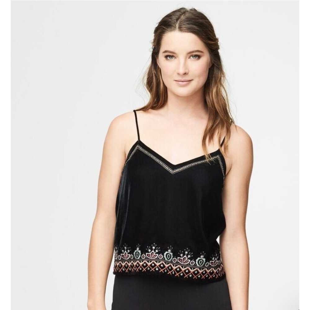 Black Velvet Cami M Embroidered Whimsigoth Witchy Boho Fairy Grunge Y2K Goth